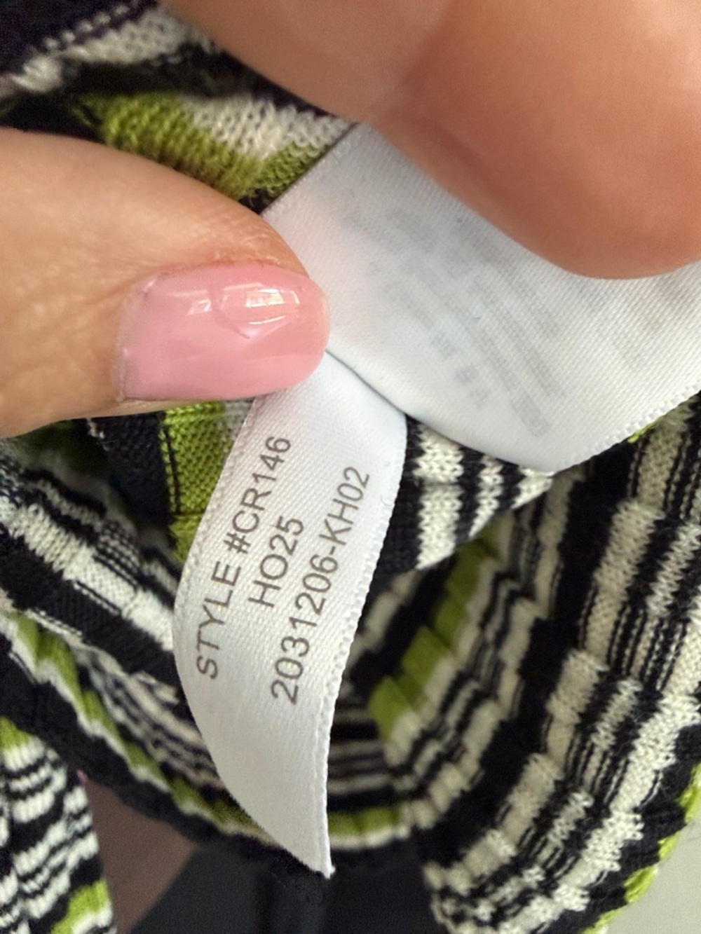 J. Crew Black, White & Olive Green Striped Ribbed Long-Sleeve Top - Picture 7 of 7